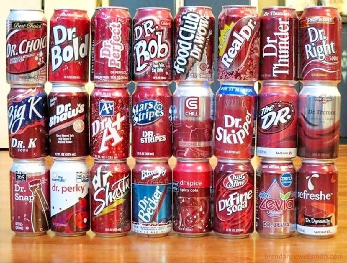 This photo of off-brand Dr. Pepper sodas...
